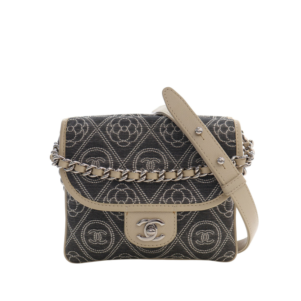 Pre-Loved Chanel Camellia Printed Canvas Double Side Flap